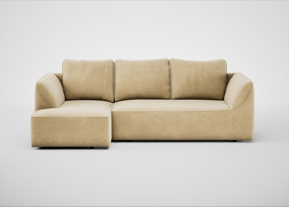 Morven Left Hand Facing Corner Chaise Sofa Smart Luxe Velvet Biscuit