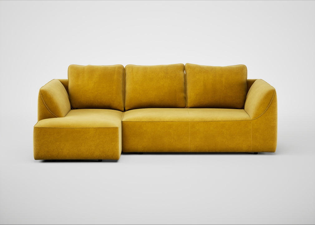 Morven Left Hand Facing Corner Chaise Sofa Smart Luxe Velvet Canary