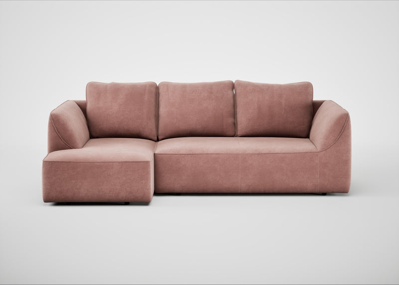 Morven Left Hand Facing Corner Chaise Sofa Smart Luxe Velvet Dusky Pink