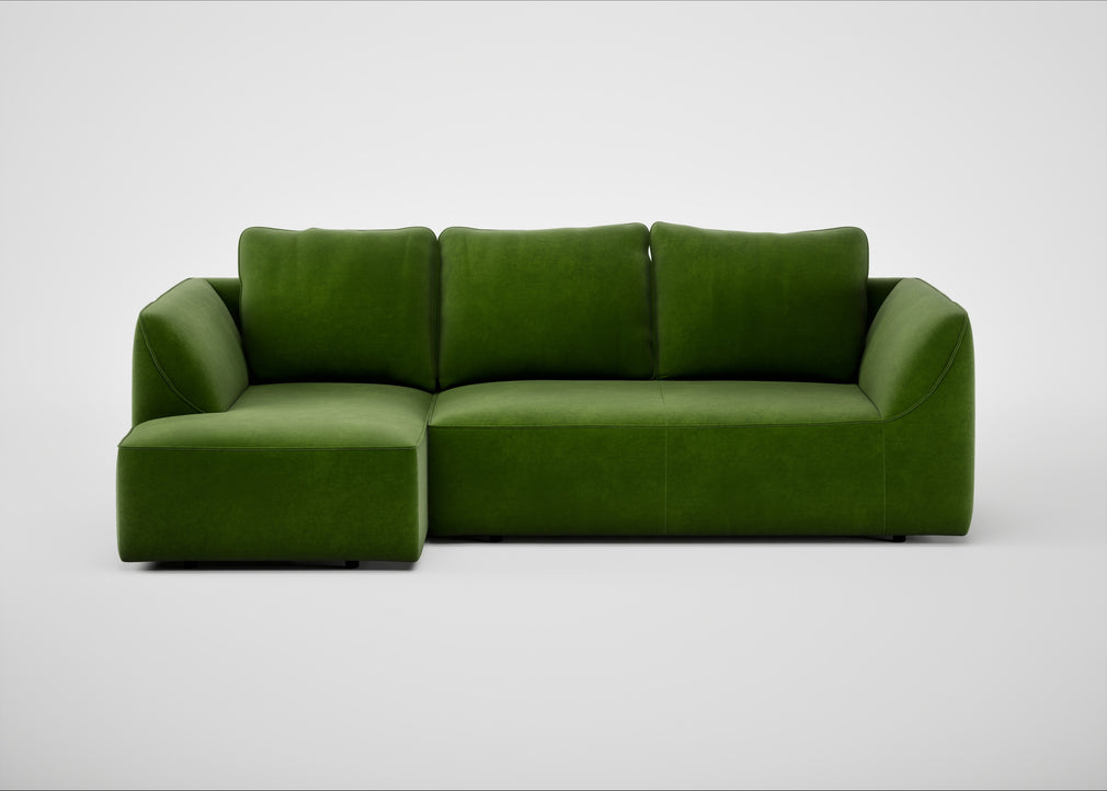 Morven Left Hand Facing Corner Chaise Sofa Smart Luxe Velvet Grass