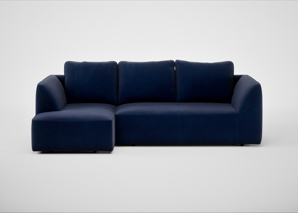 Morven Left Hand Facing Corner Chaise Sofa Smart Luxe Velvet Midnight