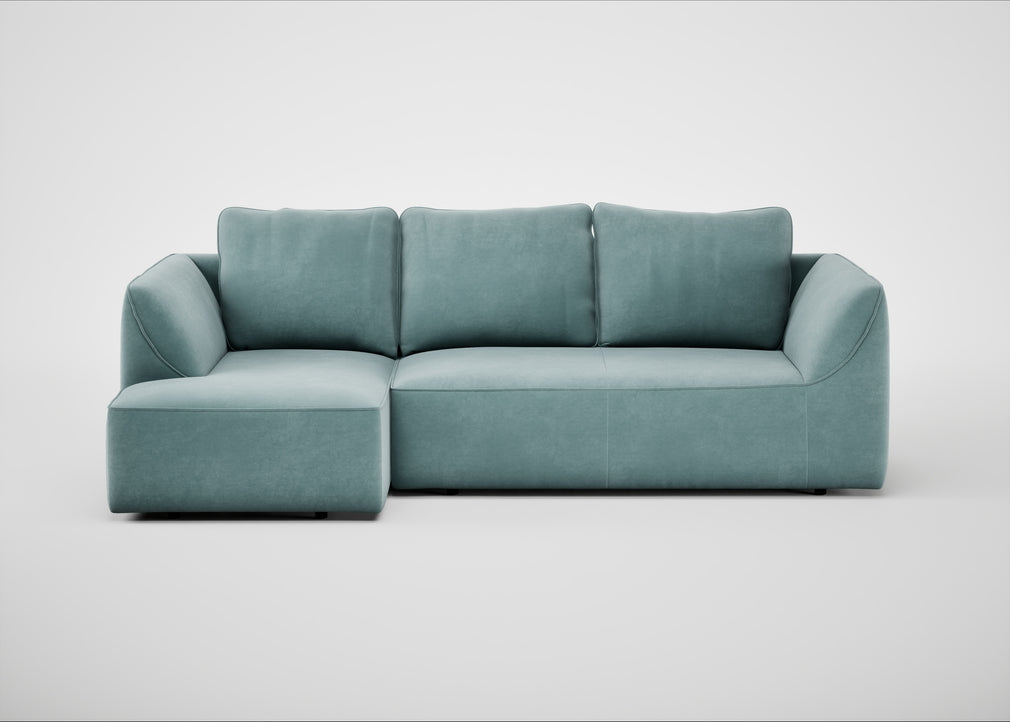 Morven Left Hand Facing Corner Chaise Sofa Smart Luxe Velvet Mineral Blue