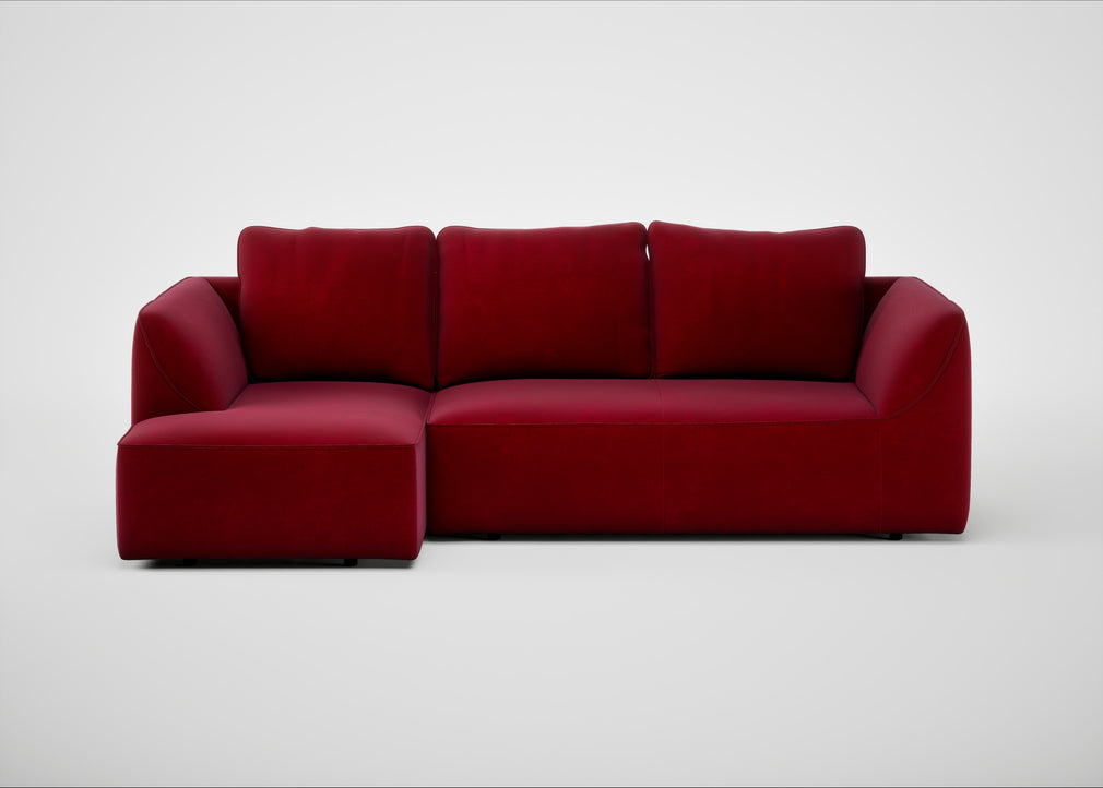 Morven Left Hand Facing Corner Chaise Sofa Smart Luxe Velvet Mulberry