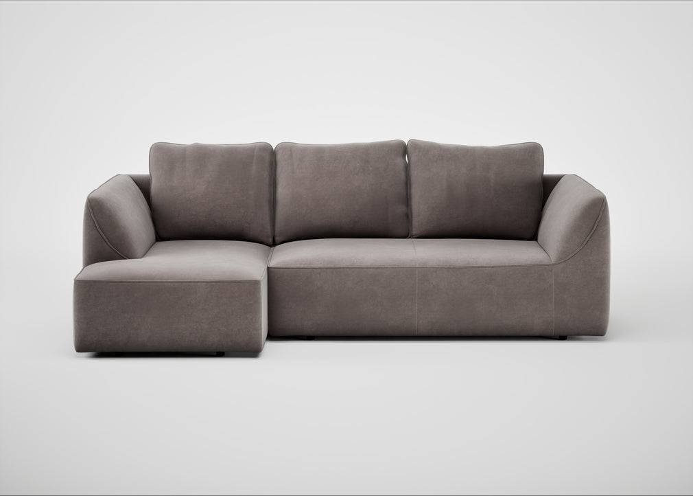 Morven Left Hand Facing Corner Chaise Sofa Smart Luxe Velvet Mushroom