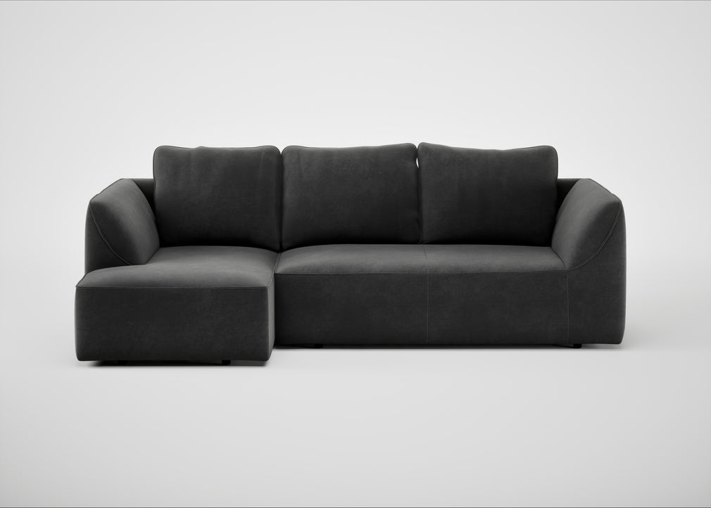 Morven Left Hand Facing Corner Chaise Sofa Smart Luxe Velvet Nickel