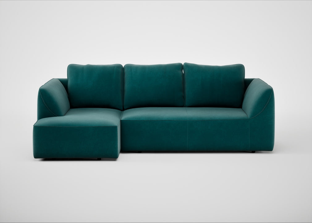 Morven Left Hand Facing Corner Chaise Sofa Smart Luxe Velvet Ocean Green