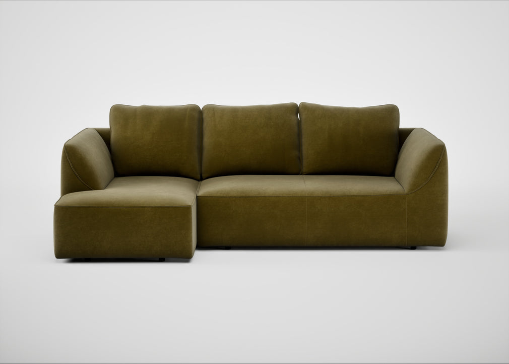 Morven Left Hand Facing Corner Chaise Sofa Smart Luxe Velvet Peridot