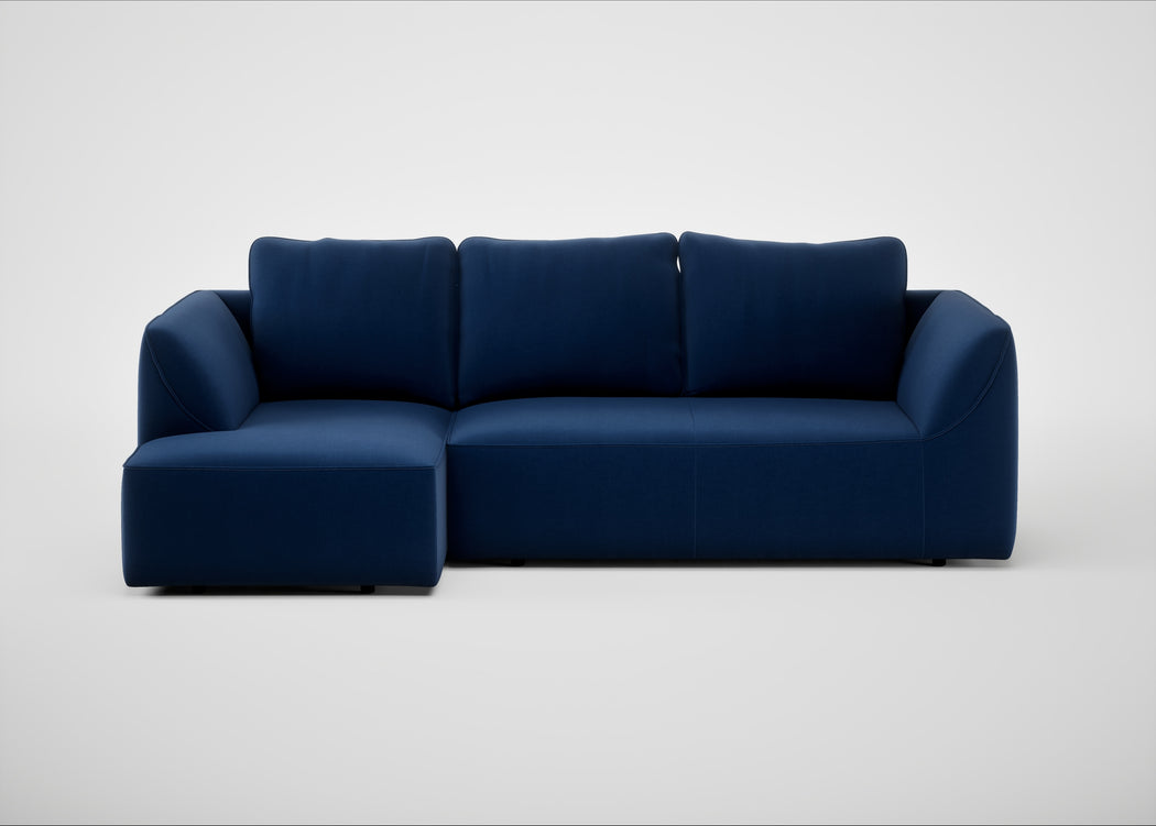 Morven Left Hand Facing Corner Chaise Sofa Cotton Velvet Midnight