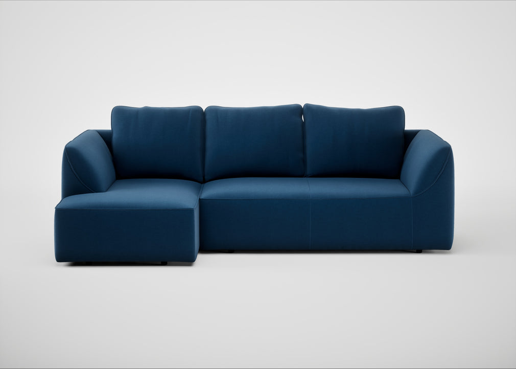 Morven Left Hand Facing Corner Chaise Sofa Cotton Velvet Petrol