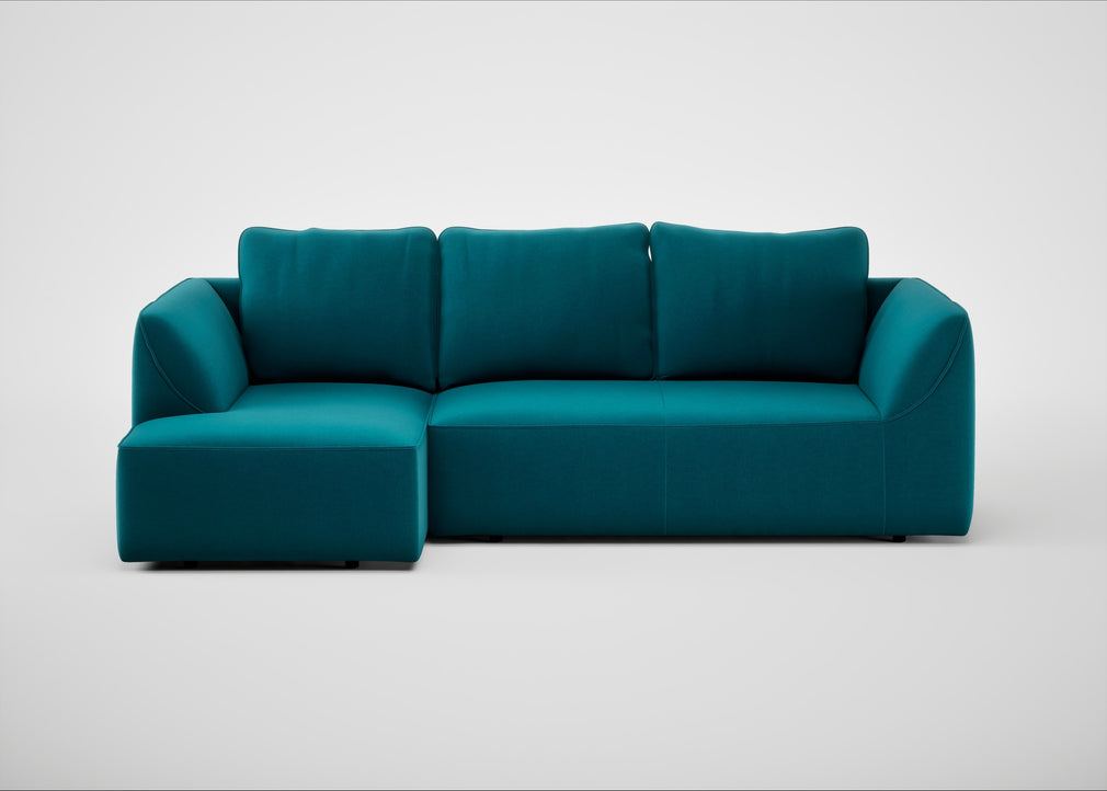 Morven Left Hand Facing Corner Chaise Sofa Cotton Velvet Teal