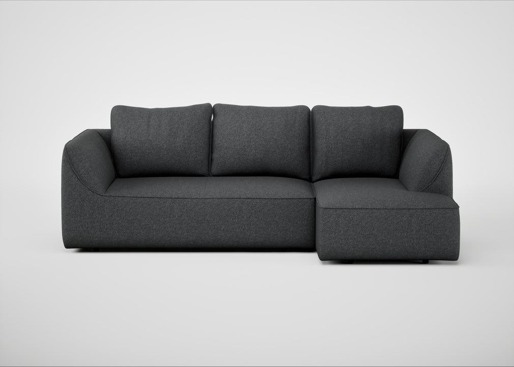 Morven Right Hand Facing Corner Chaise Sofa Melton Wool Granite