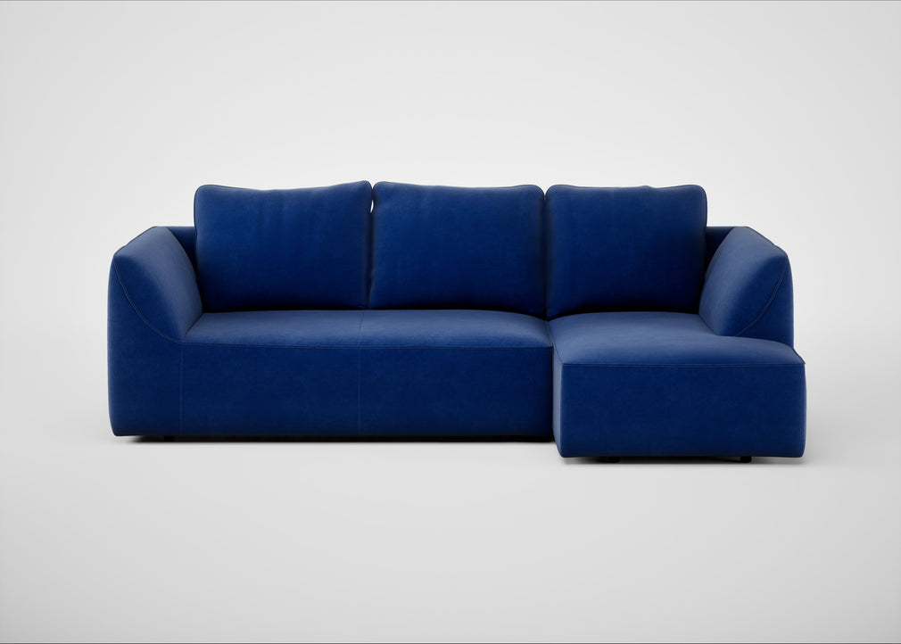Morven Right Hand Facing Corner Chaise Sofa Smart Luxe Velvet Azure