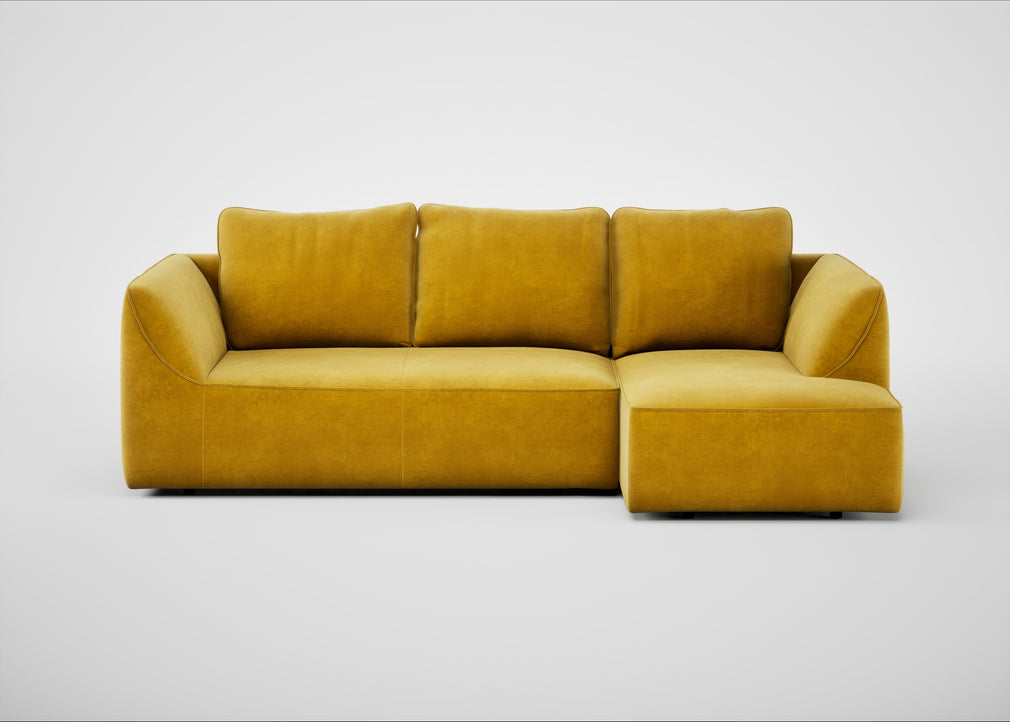 Morven Right Hand Facing Corner Chaise Sofa Smart Luxe Velvet Canary