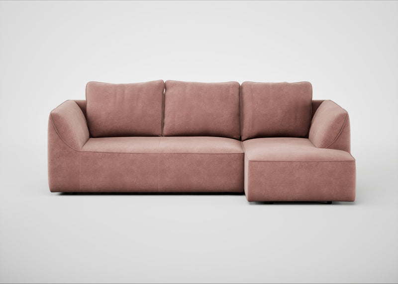 Morven Right Hand Facing Corner Chaise Sofa Smart Luxe Velvet Dusky Pink