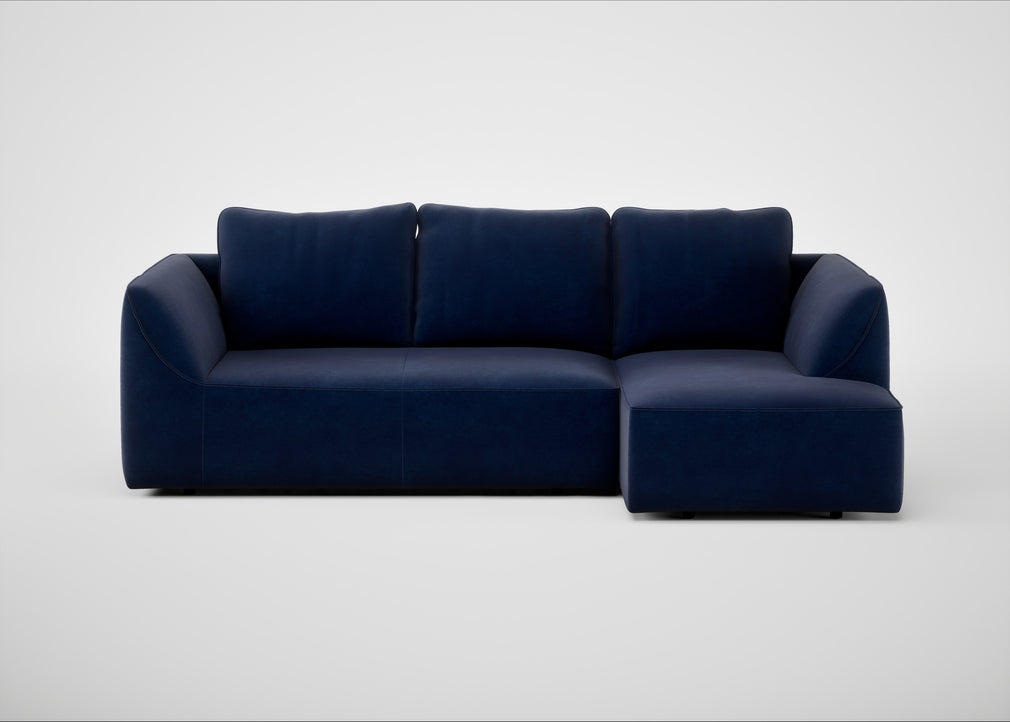 Morven Right Hand Facing Corner Chaise Sofa Smart Luxe Velvet Midnight