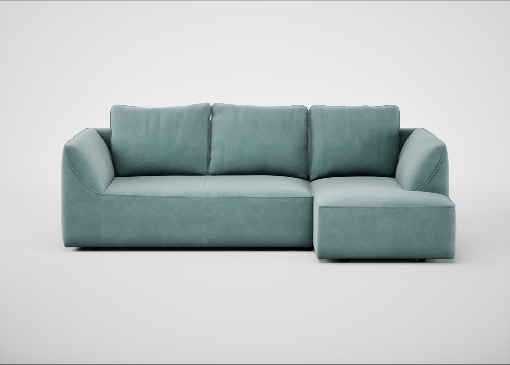 Morven Right Hand Facing Corner Chaise Sofa Smart Luxe Velvet Mineral Blue
