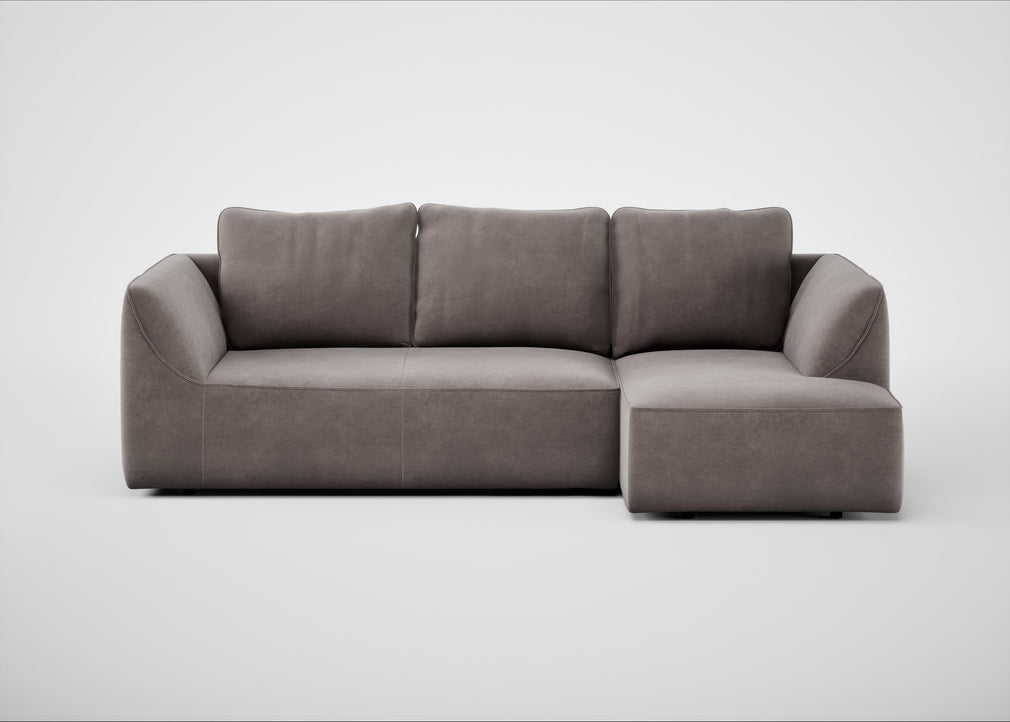 Morven Right Hand Facing Corner Chaise Sofa Smart Luxe Velvet Mushroom