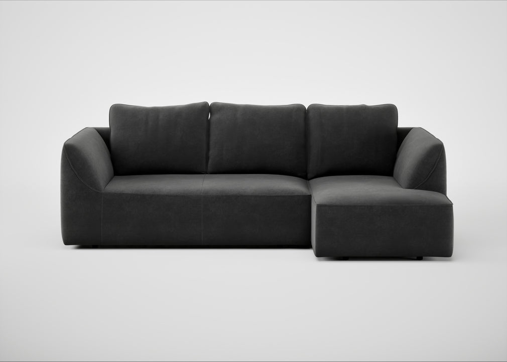 Morven Right Hand Facing Corner Chaise Sofa Smart Luxe Velvet Nickel