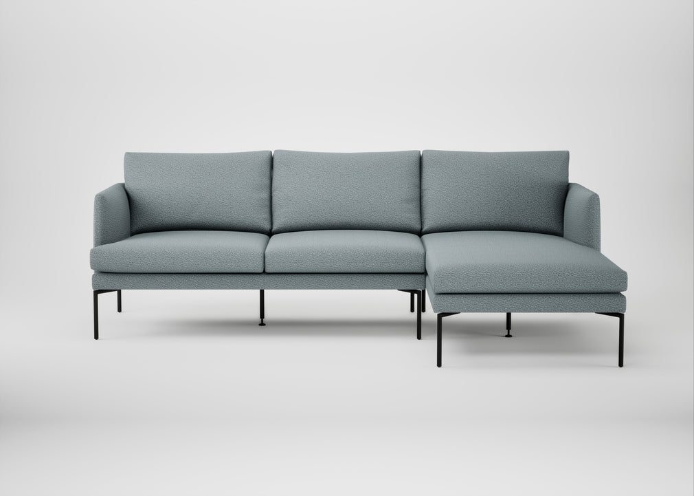Matera Right Hand Facing Chaise Sofa Loop Boucle Sky / Black
