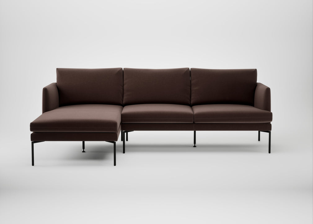Matera Left Hand Facing Chaise Sofa Nobilis Velvet Espresso / Black
