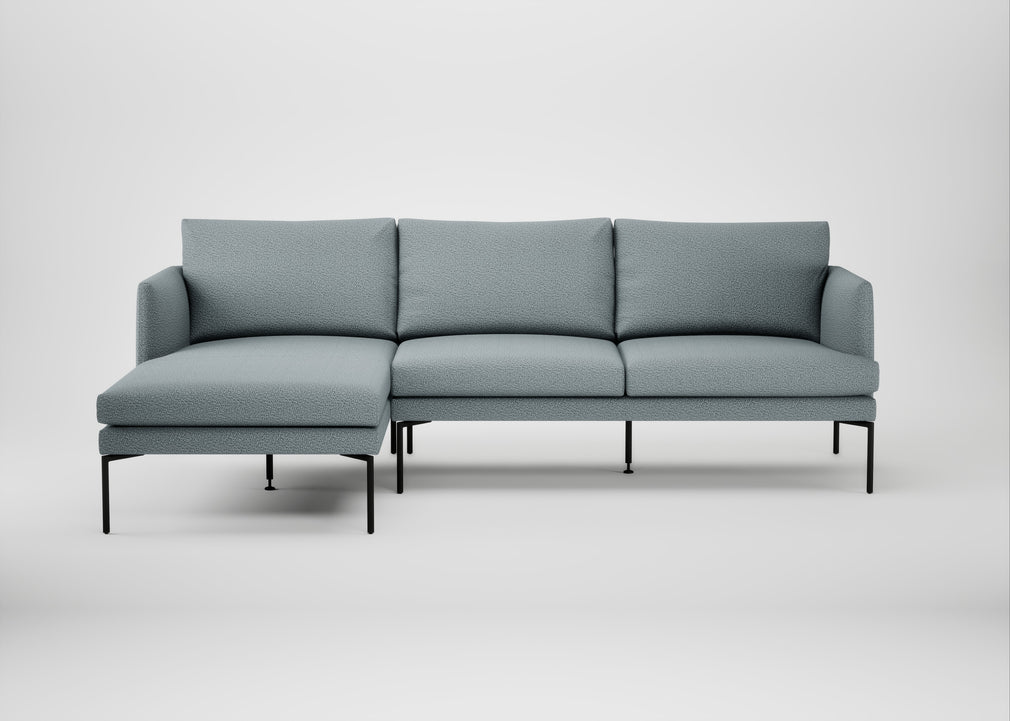 Matera Left Hand Facing Chaise Sofa Loop Boucle Sky / Black