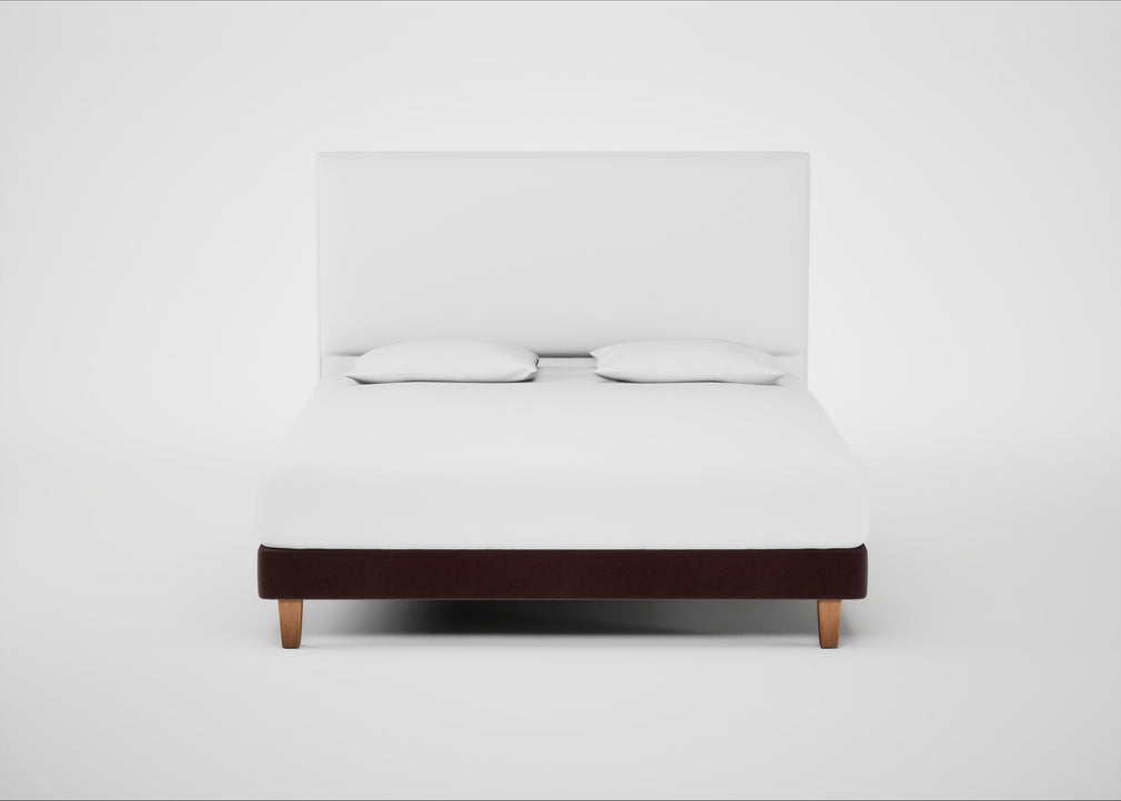 Shallow Divan Bed Base Super King / Smart Luxe Velvet Acorn / Light Solid Wood