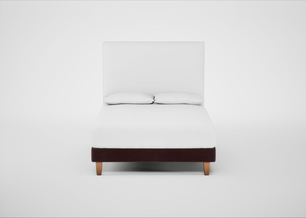 Shallow Divan Bed Base Double / Smart Luxe Velvet Acorn / Light Solid Wood