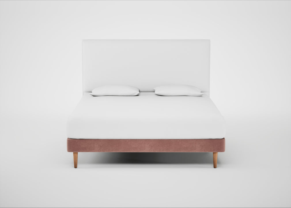 Shallow Divan Bed Base Super King / Smart Luxe Velvet Dusky Pink / Light Stem