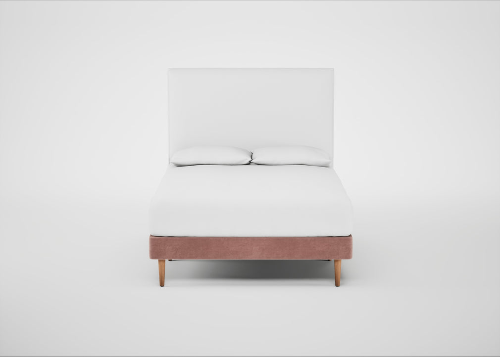 Shallow Divan Bed Base Double / Smart Luxe Velvet Dusky Pink / Light Stem