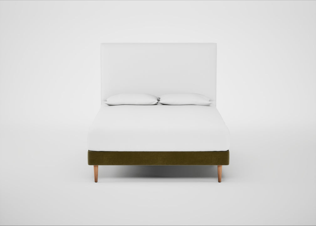 Shallow Divan Bed Base King / Smart Luxe Velvet Peridot / Light Stem