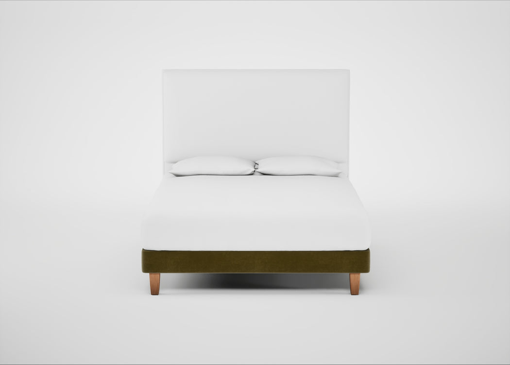Shallow Divan Bed Base King / Smart Luxe Velvet Peridot / Light Solid Wood