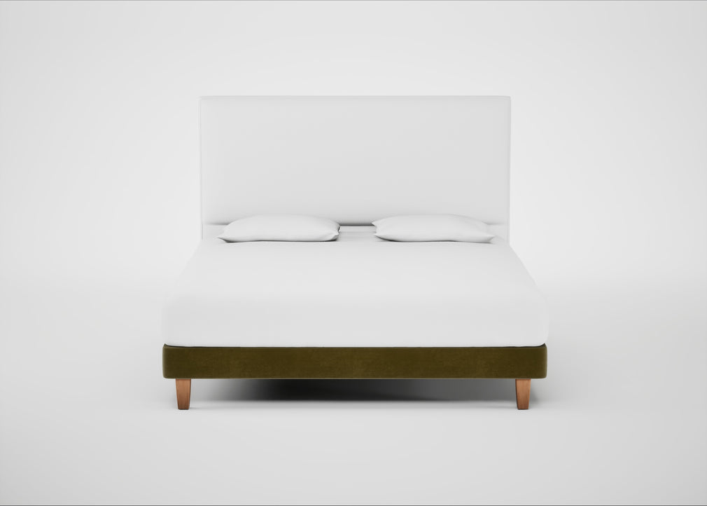 Shallow Divan Bed Base Super King / Smart Luxe Velvet Peridot / Light Solid Wood