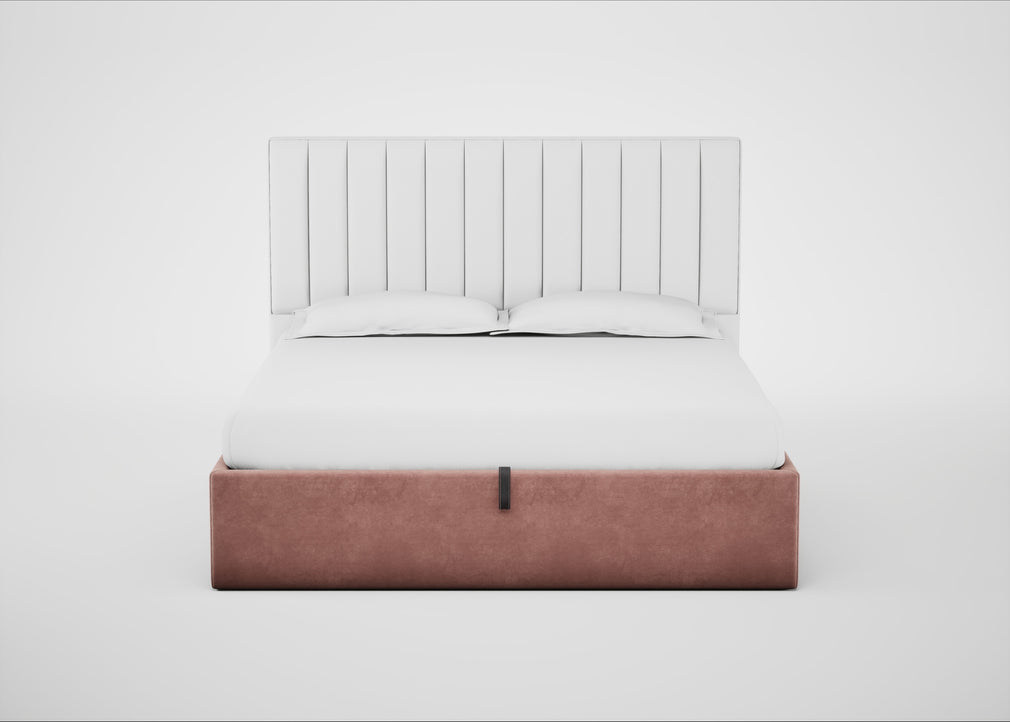 Lift Storage Divan Bed Base Super King / Black / Smart Luxe Velvet Dusky Pink