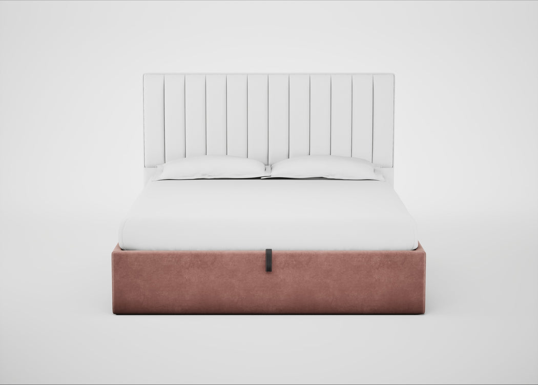 Lift Storage Divan Bed Base Super King / Natural / Smart Luxe Velvet Dusky Pink