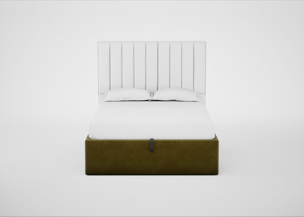 Lift Storage Divan Bed Base Double / Black / Smart Luxe Velvet Peridot