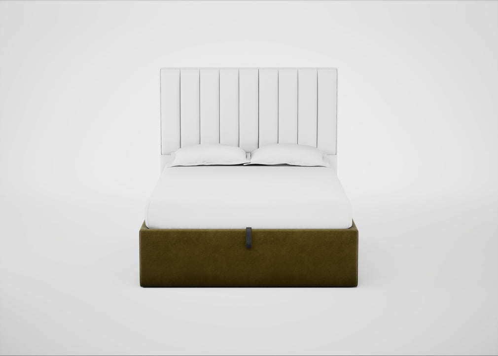Lift Storage Divan Bed Base Double / Natural / Smart Luxe Velvet Peridot