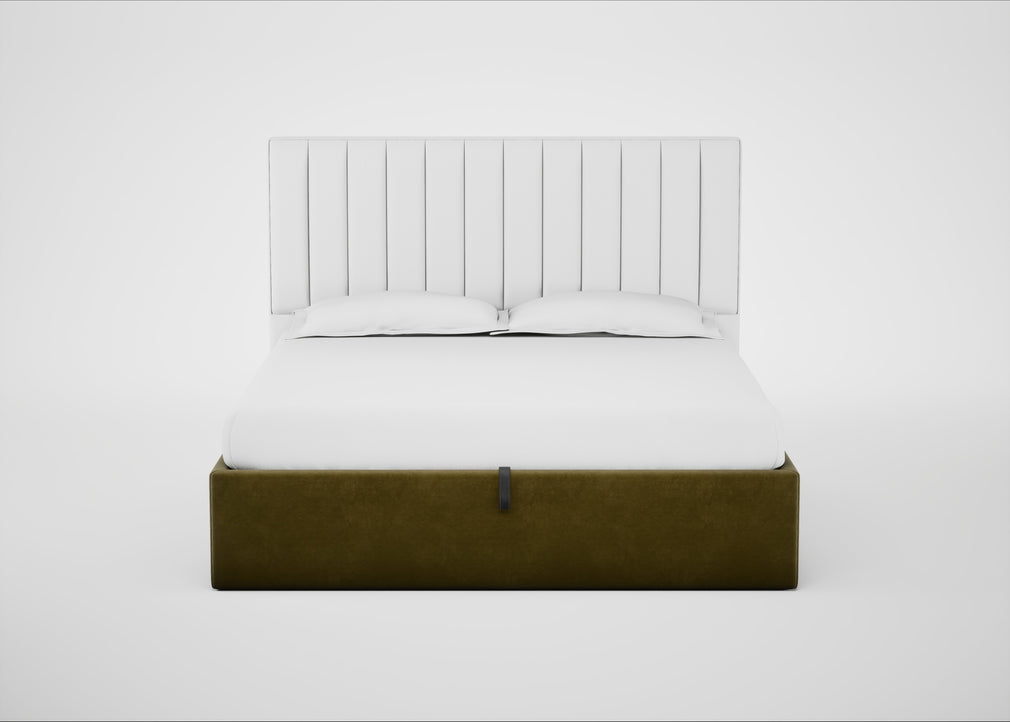 Lift Storage Divan Bed Base Super King / Black / Smart Luxe Velvet Peridot