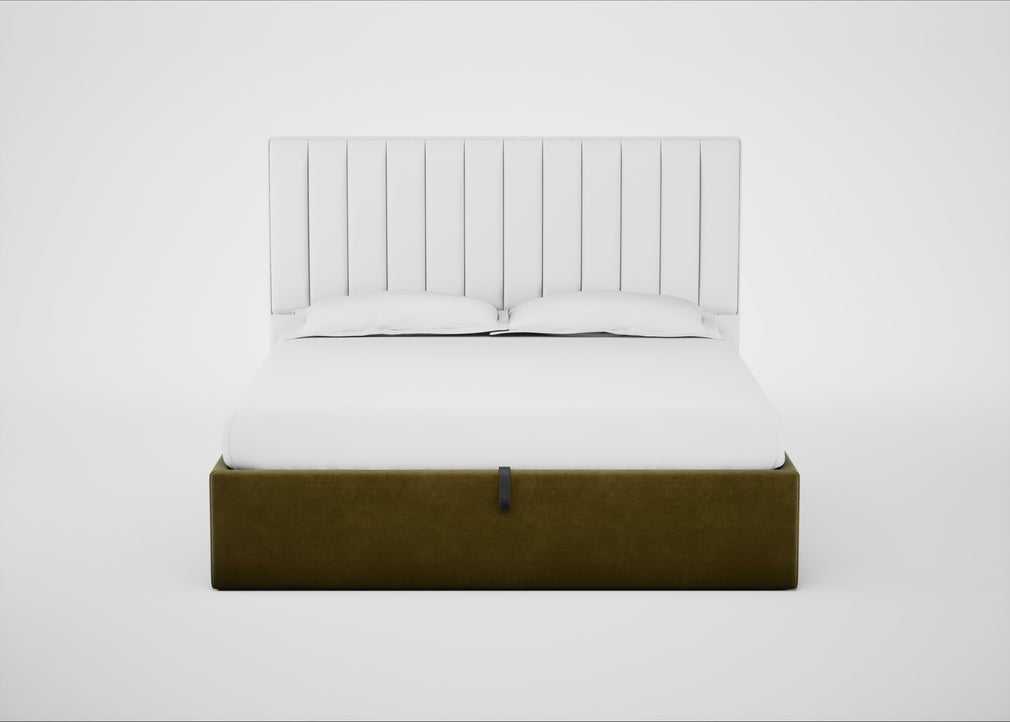 Lift Storage Divan Bed Base Super King / Natural / Smart Luxe Velvet Peridot