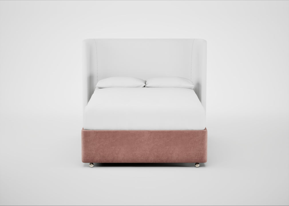 Deep Divan Bed Base Double / 2 Footend 2 Continental / Smart Luxe Velvet Dusky Pink