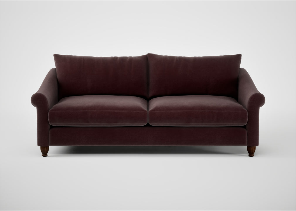 Devon 4 Seater Sofa Smart Luxe Velvet Acorn / Walnut Stained