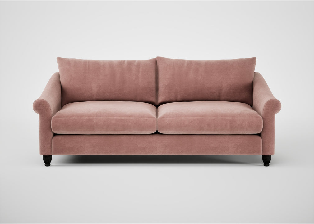 Devon 4 Seater Sofa Smart Luxe Velvet Dusky Pink / Black
