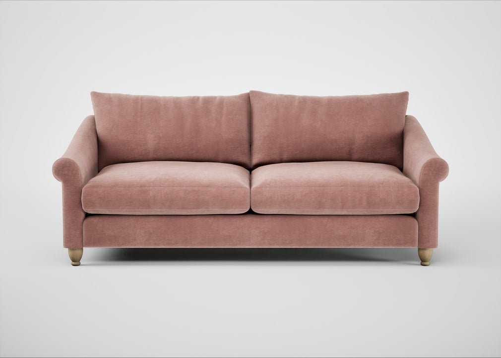 Devon 4 Seater Sofa Smart Luxe Velvet Dusky Pink / Natural