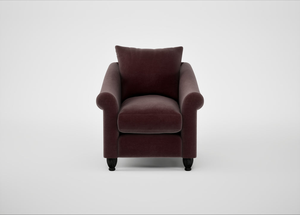 Devon Armchair Smart Luxe Velvet Acorn / Black