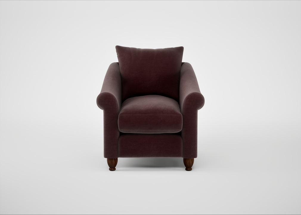 Devon Armchair Smart Luxe Velvet Acorn / Walnut Stained