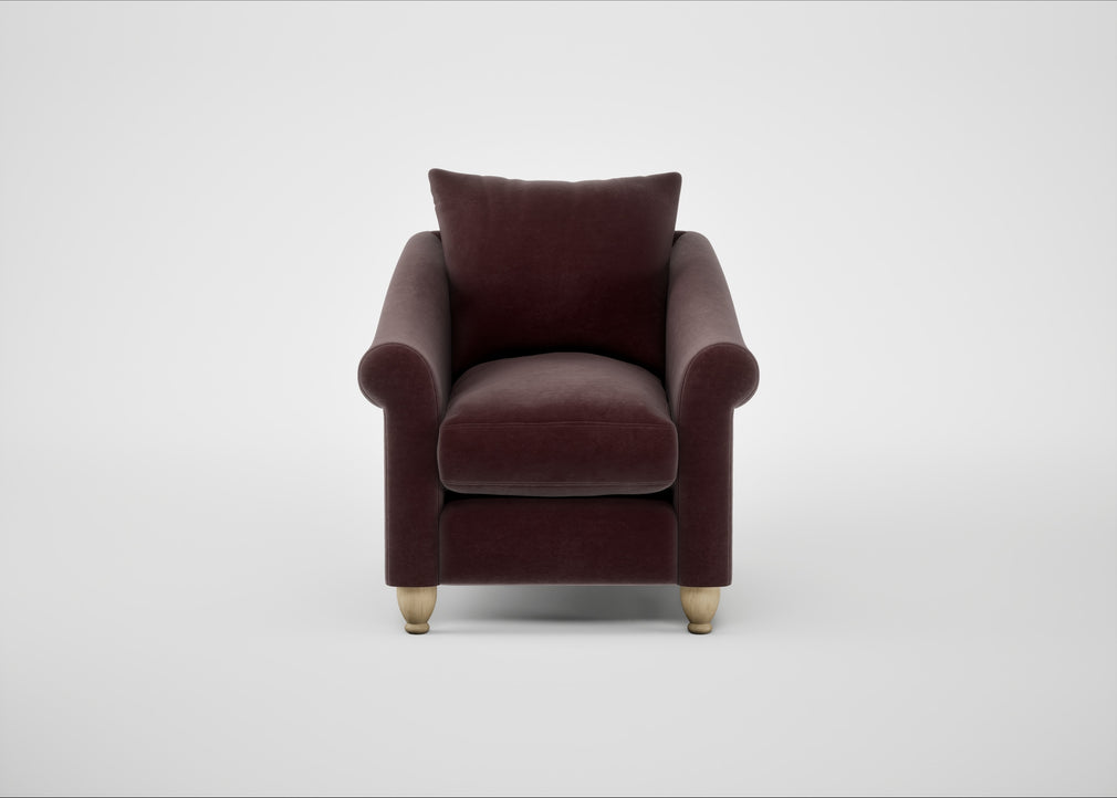 Devon Armchair Smart Luxe Velvet Acorn / Natural