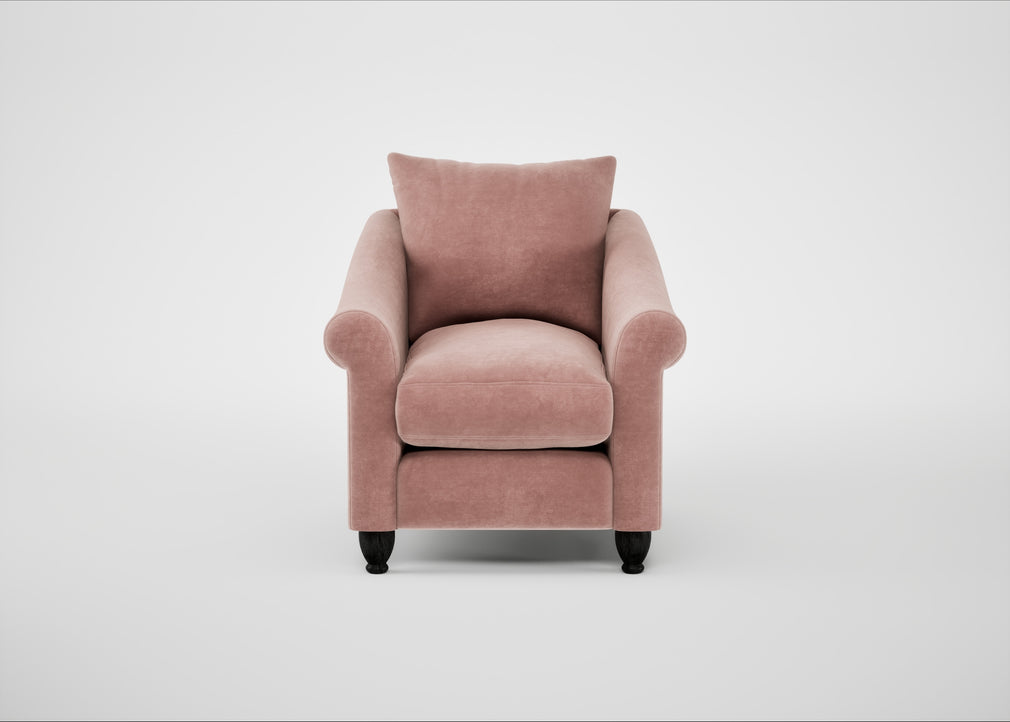 Devon Armchair Smart Luxe Velvet Dusky Pink / Black