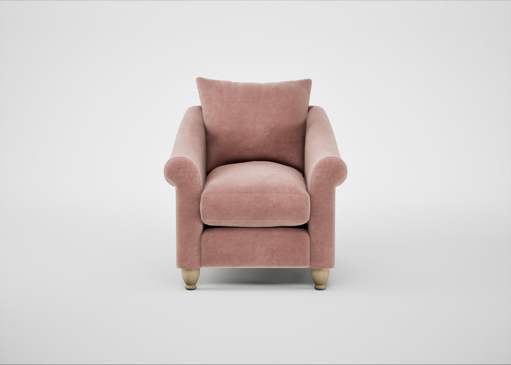 Devon Armchair Smart Luxe Velvet Dusky Pink / Natural