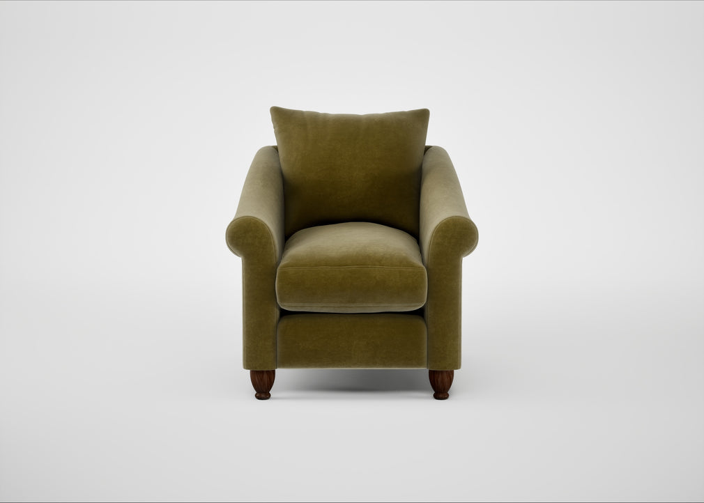 Devon Armchair Smart Luxe Velvet Peridot / Walnut Stained