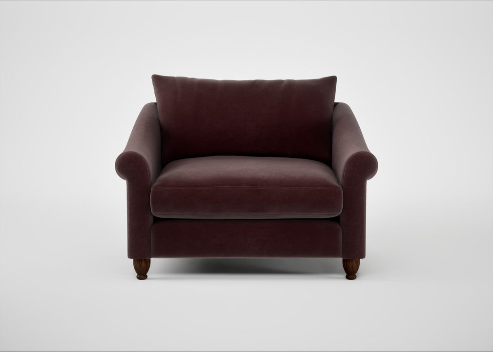 Devon Loveseat Smart Luxe Velvet Acorn / Walnut Stained
