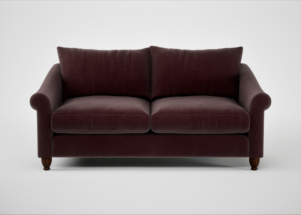 Devon 3 Seater Sofa Smart Luxe Velvet Acorn / Walnut Stained